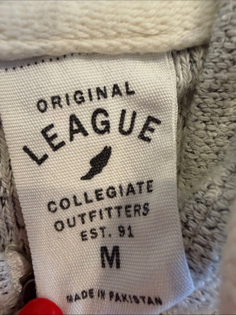 League Light Gray Hooded Quarter-Zip Sweatshirt with Red Cornell Patch - Picture 2 of 3
